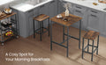 VASAGLE Set masa si scaune de bar, masa 60x60x90cm si 2 scaune 30x40x65cm, stil industrial, maro rustic