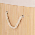 Cos de rufe din bambus, pliabil, cu captuseala detasabila lavabila, 3 compartimente, 150L, 63x42x62cm, maro