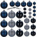 Set globuri de Craciun, 30 bucati, 3 modele, 4/5/6cm, albastru inchis