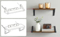 VASAGLE Raft de perete, set 3 bucati 30cm, 35cm si 40cm, 2 moduri de montare, maro rustic si negru