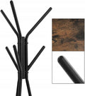 VASAGLE Cuier metalic, cu 2 rafturi MDF, inaltime 179cm, stil industrial, maro rustic si negru