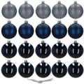 Set globuri de Craciun, 20 bucati, 3 modele, 4cm, albastru marin