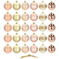 Set globuri de Craciun cu modele de sarbatori, 30 bucati, 6cm, roz si auriu