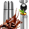 Cana termos cu pahar, perete din inox dublu izolat, 750ml, 28cm, argintiu