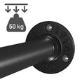 SONGMICS Set 2 sine metalice de agatat haine, montare pe perete, aspect industrial, 92x30x8cm, negru