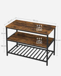 VASAGLE Raft de bucatarie tip insula, cadru de otel cu 3 nivele, stil industrial, 60x120x90cm, maro