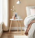 VASAGLE Masa de cafea, set de 2 bucati, picioare din lemn si blat MDF, design minimalist scandinav, 45x50cm si 35x35cm, alb