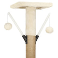 Ansamblu de joaca pentru pisici, cu loc pentru zgariat, ascuns, culcus, mingi, 136cm, crem