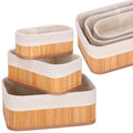 Set 3 cutii organizatoare din bambus, diverse dimensiuni, maro