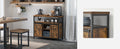 VASAGLE Comoda pentru living sau bucatarie, cu 2 usi glisante, rafturi reglabile, stil rustic, 33x100x80cm, maro si negru