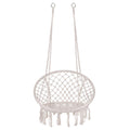 Scaun rotund tip leagan suspendat pentru casa sau gradina, cu franjuri, 150kg, crem