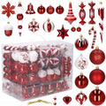 Set globuri si decoratiuni de Craciun, 153 piese, diverse dimensiuni, rosu