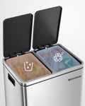 SONGMICS Cos de gunoi din inox cu 2 compartimente colectare selectiva, cu galeti interioare, 2x15litri, argintiu si negru