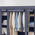 SONGMICS Garderoba din material textil, dulap portabil, cu rafturi si sina de agatat, 150x45x175cm, albastru