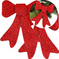 Set 2 ornamente pentru bradul de Craciun, fundita, 18cm, rosu