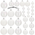 Set globuri de Craciun, 30 bucati, 3 modele, 4/5/6cm, alb