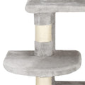 Ansamblu de joaca pentru pisici, cu loc pentru zgariat, ascuns, culcus, minge, sfoara, 145cm, gri