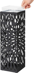 SONGMICS Suport metalic pentru umbrele, cu carlige si tava de picurare, 16x16x49cm, negru
