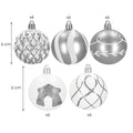 Set globuri de Craciun cu modele de sarbatori, 30 bucati, 6cm, argintiu