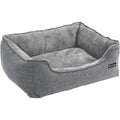 FEANDREA Pat pentru caini, cu margini groase ridicate, antiderapant, husa detasabila, XL, pentru caini mari, 110x75x27cm, gri deschis