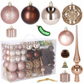 Set globuri si decoratiuni de Craciun, 101 piese, diverse dimensiuni, roz auriu