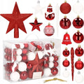 Set globuri si decoratiuni de Craciun, 105 piese, diverse dimensiuni, alb rosu