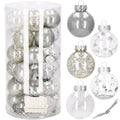 Set globuri de Craciun Inedit, 30 bucati, 6cm, transparente si argintiu