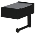 Suport hartie igienica din otel cu sertar depozitare, sistem montare inclus, 22cm, negru bej
