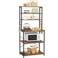 VASAGLE Raft de bucatarie cu spatiu pentru cuptorul cu microunde, 6 rafturi, otel, industrial, 40x80x167cm, maro retro si negru