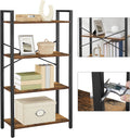 VASAGLE Biblioteca cu 4 etaje din lemn, cadru otel, stil industrial, 66x30x120cm, maro rustic