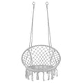 Scaun rotund tip leagan suspendat pentru casa sau gradina, cu franjuri, 150kg, gri