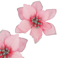 Set 10 ornamente pentru bradul de Craciun, stea Poinsettia, 13cm, roz