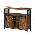 VASAGLE Comoda pentru living sau bucatarie, cu 2 usi glisante, rafturi reglabile, stil rustic, 33x100x80cm, maro si negru