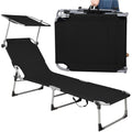 Sezlong pliabil cu parasolar, 188x57x38cm, sarcina 120kg, gri antracit