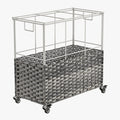 SONGMICS Cos de rufe tesut manual, cu captuseala detasabila lavabila, 3 compartimente, stil ratan, 140 litri, 66x33x60 cm, gri