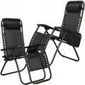 Sezlong scaun pliant plaja sau gradina, Siesta, gravitatie zero, cu tetiera, 175x67x110 cm, negru