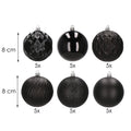 Set globuri de Craciun, 30 bucati, 8cm, 6 modele, negru