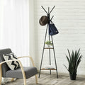 VASAGLE Cuier metalic, cu 2 rafturi MDF, inaltime 179cm, stil industrial, maro rustic si negru