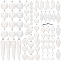Set globuri si decoratiuni de Craciun, 72 piese, diverse dimensiuni, alb