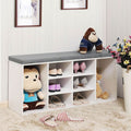 VASAGLE Banca pentru hol cu suport pentru pantofi, 10 compartimente, cu perna, 104x48x30cm, alb