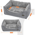 FEANDREA Pat pentru caini, cu margini groase ridicate, antiderapant, husa detasabila, XL, pentru caini mari, 110x75x27cm, gri deschis