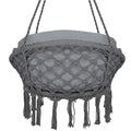 Scaun rotund Sersimo tip leagan suspendat cu perna Confort Plus casa sau gradina, gri inchis