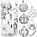 Set globuri de Craciun cu modele de sarbatori, 30 bucati, 6cm, argintiu