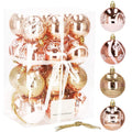 Set globuri de Craciun cu modele de sarbatori, 24 bucati, 6cm, rose