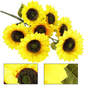Buchet de flori artificiale din poliester, 2 fire de floarea soarelui, 57cm