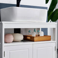 VASAGLE Dulap baie 60x30x60 cm, 2 usi, compartiment deschis, stil scandinav, alb mat