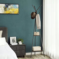 VASAGLE Cuier metalic, cu 2 rafturi MDF, inaltime 179cm, stil industrial, maro rustic si negru
