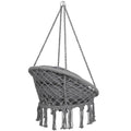 Scaun rotund Sersimo tip leagan suspendat cu perna Confort Plus casa sau gradina, gri inchis