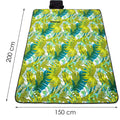 Patura pentru picnic sau plaja, cu folie izolatoare si maner, 150x200cm, model frunze, verde