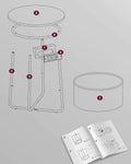 VASAGLE Masuta de cafea rotunda cu cos de stofa, statie de incarcare 2 prize si 2 USB, 45x50cm, negru